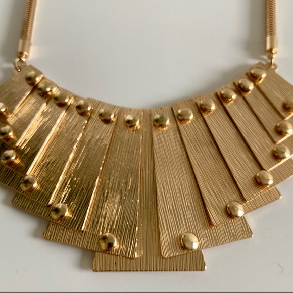 Gold Bib Reversible Statement Adjustable Necklace - Picture 4 of 7